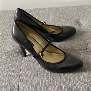 Nine West black leather heels